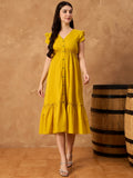Yellow Pure Cotton Button Down Dress