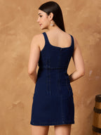 Denim U Neck Short Bodycon Dress