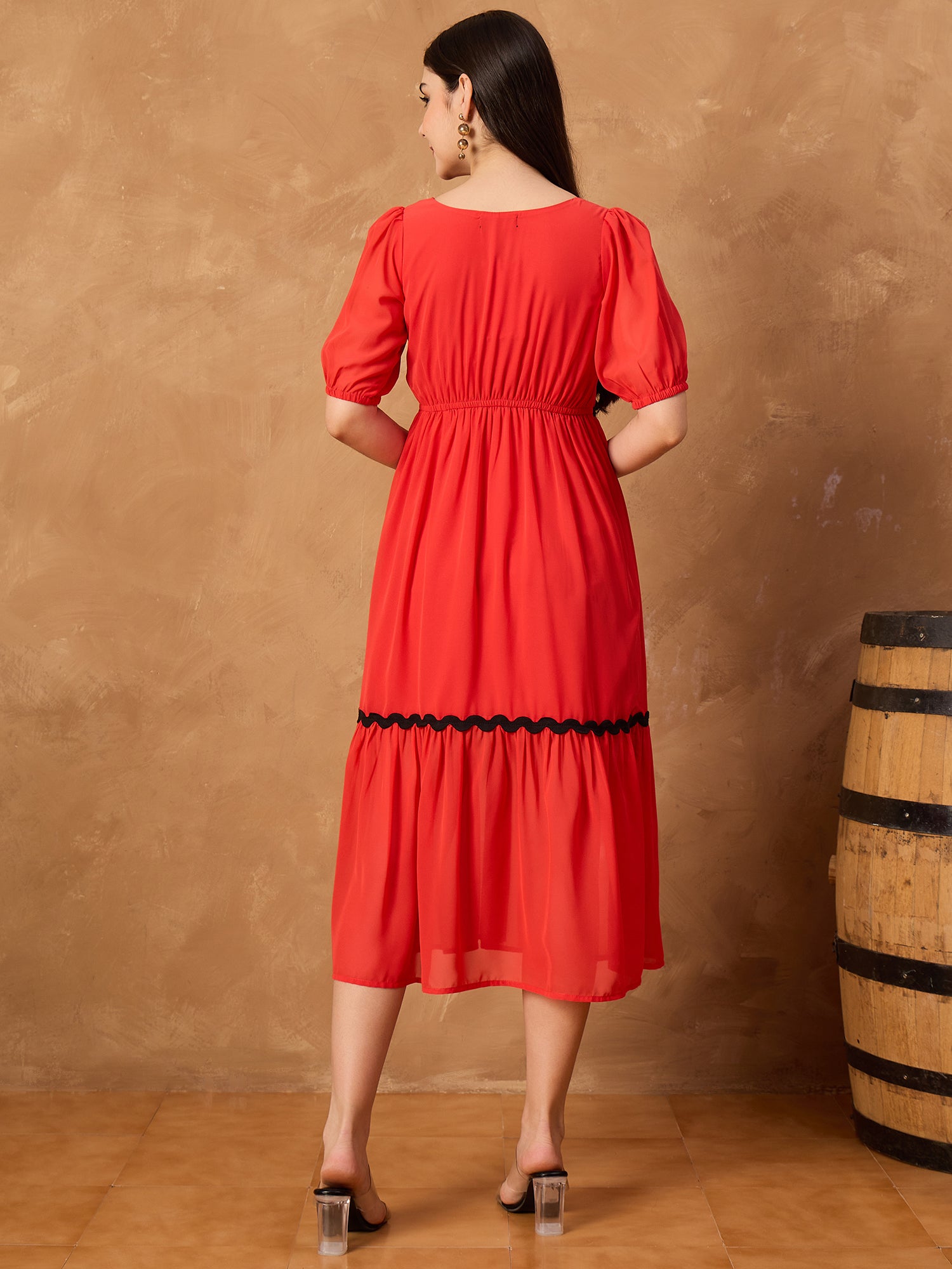Red Lace Detail Dress