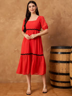 Red Lace Detail Dress