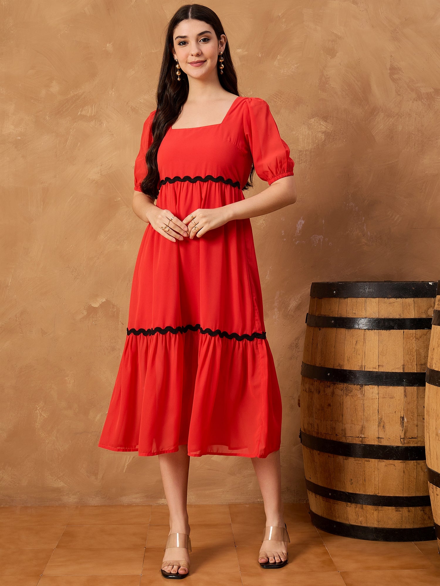 Red Lace Detail Dress