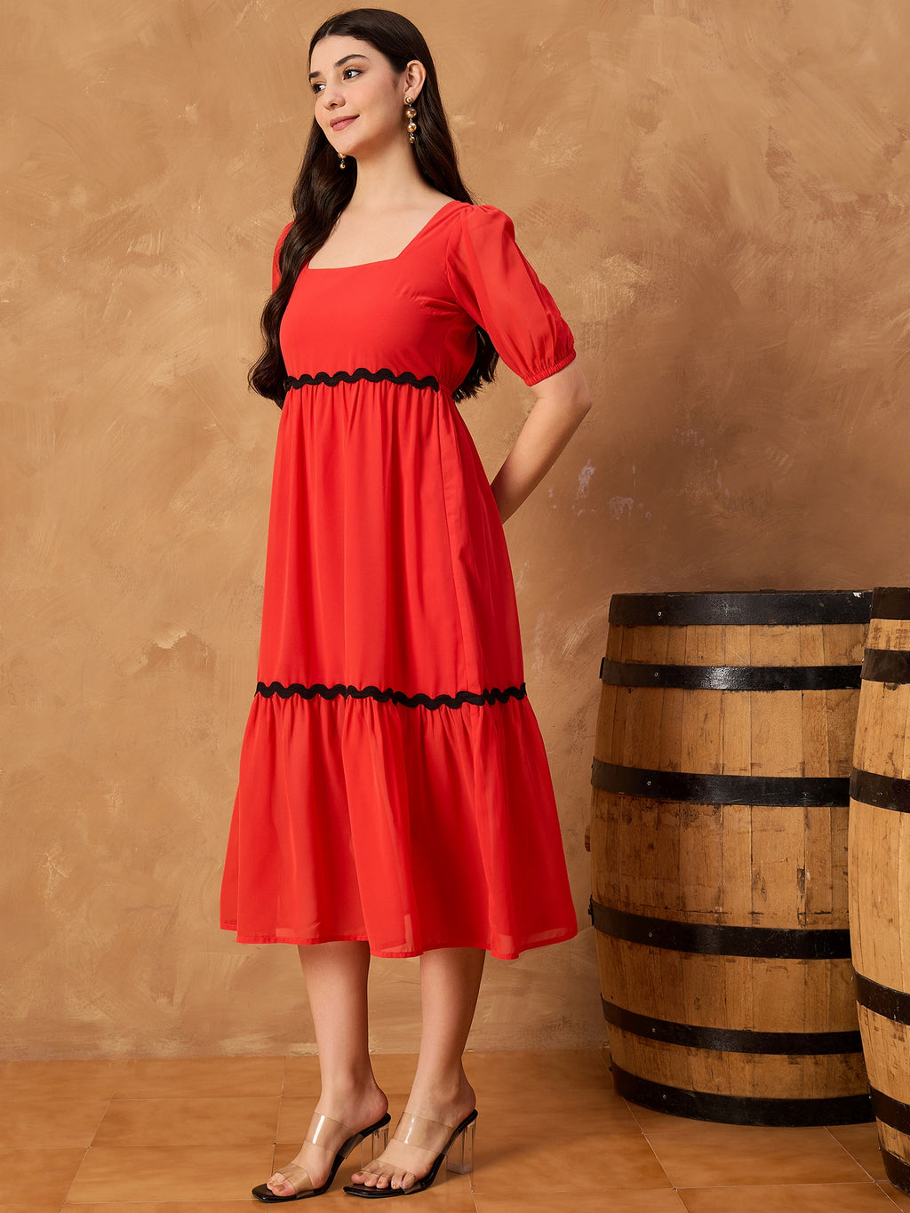 Red Lace Detail Dress