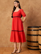 Red Lace Detail Dress