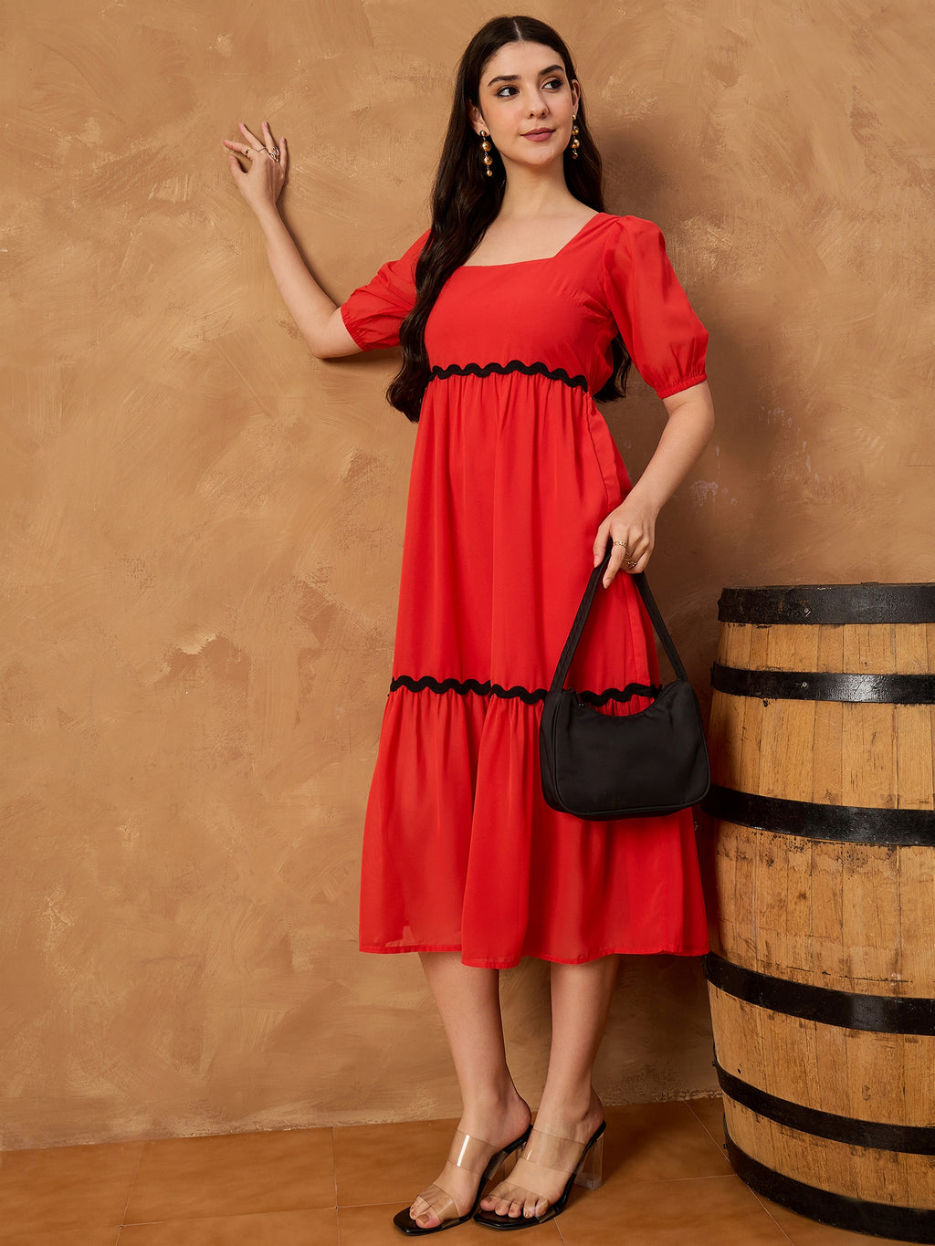 Red Lace Detail Dress
