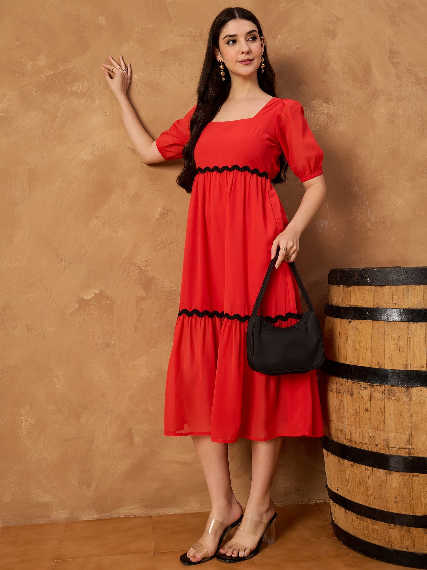 Red Lace Detail Dress