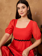 Red Lace Detail Dress
