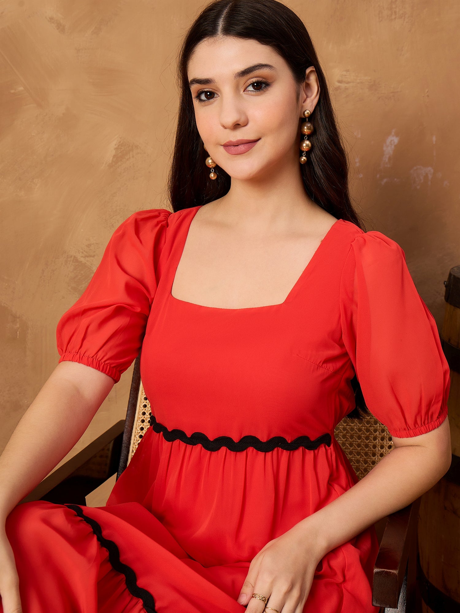 Red Lace Detail Dress
