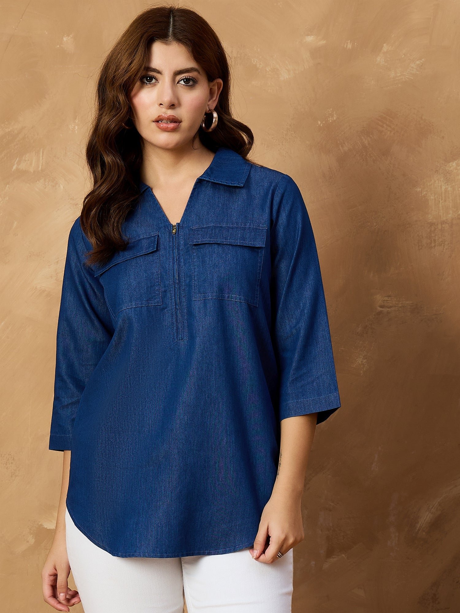 Denim Pocket Style Top