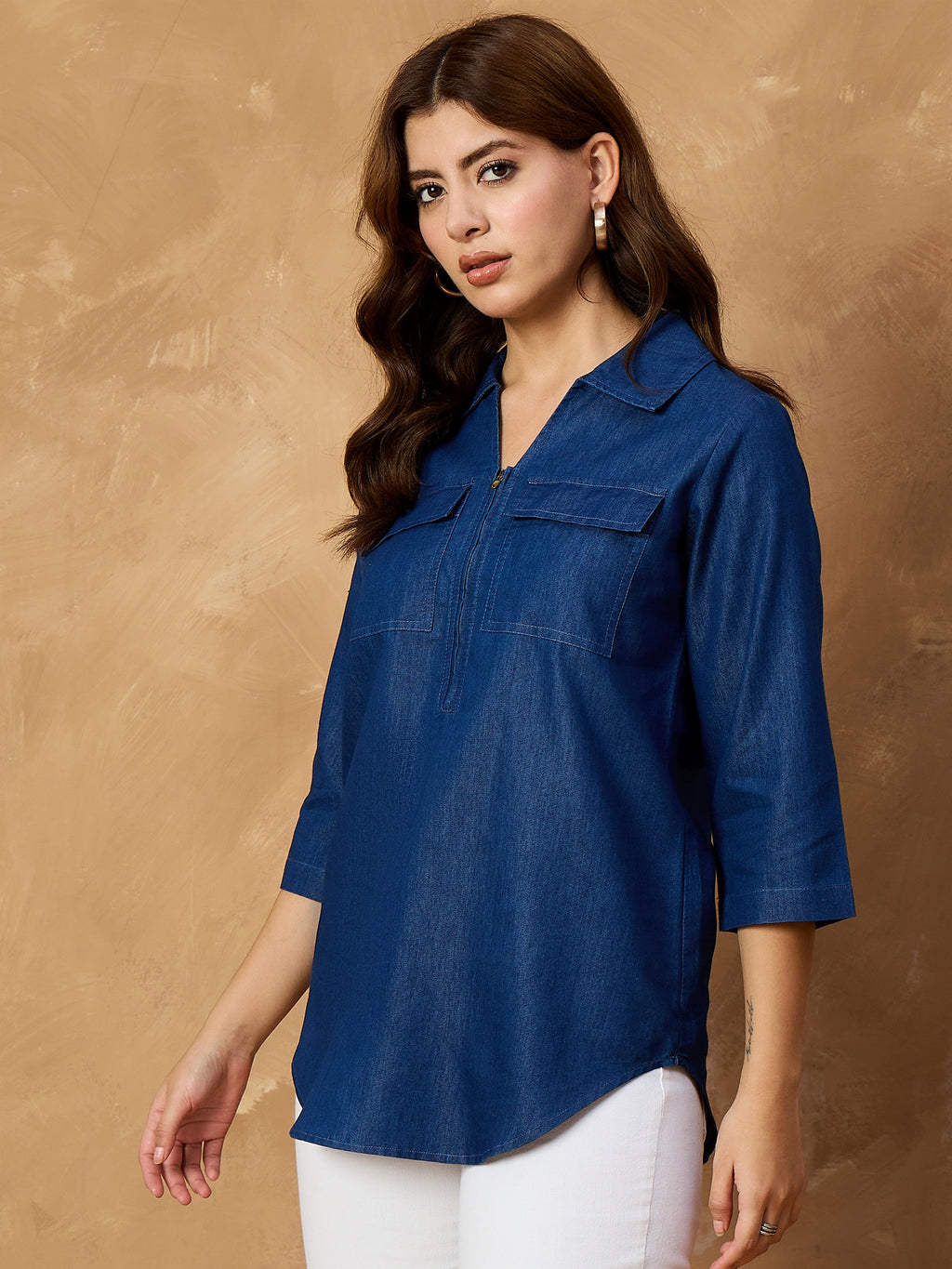 Denim Pocket Style Top