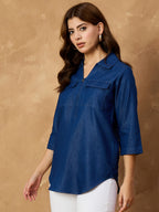 Denim Pocket Style Top