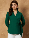 Green Pure Cotton Wrap Tops