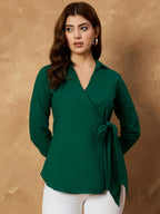 Green Pure Cotton Wrap Tops