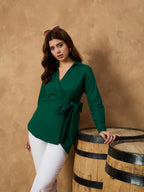 Green Pure Cotton Wrap Tops