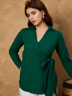 Green Pure Cotton Wrap Tops