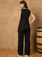 Black belted sleeveless co ord set