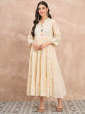 White Pure Cotton Emb midi Dress