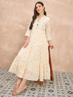 White Pure Cotton Emb midi Dress