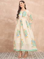 White Pure Cotton Emb Maxi Dress