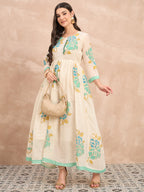 White Pure Cotton Emb Maxi Dress