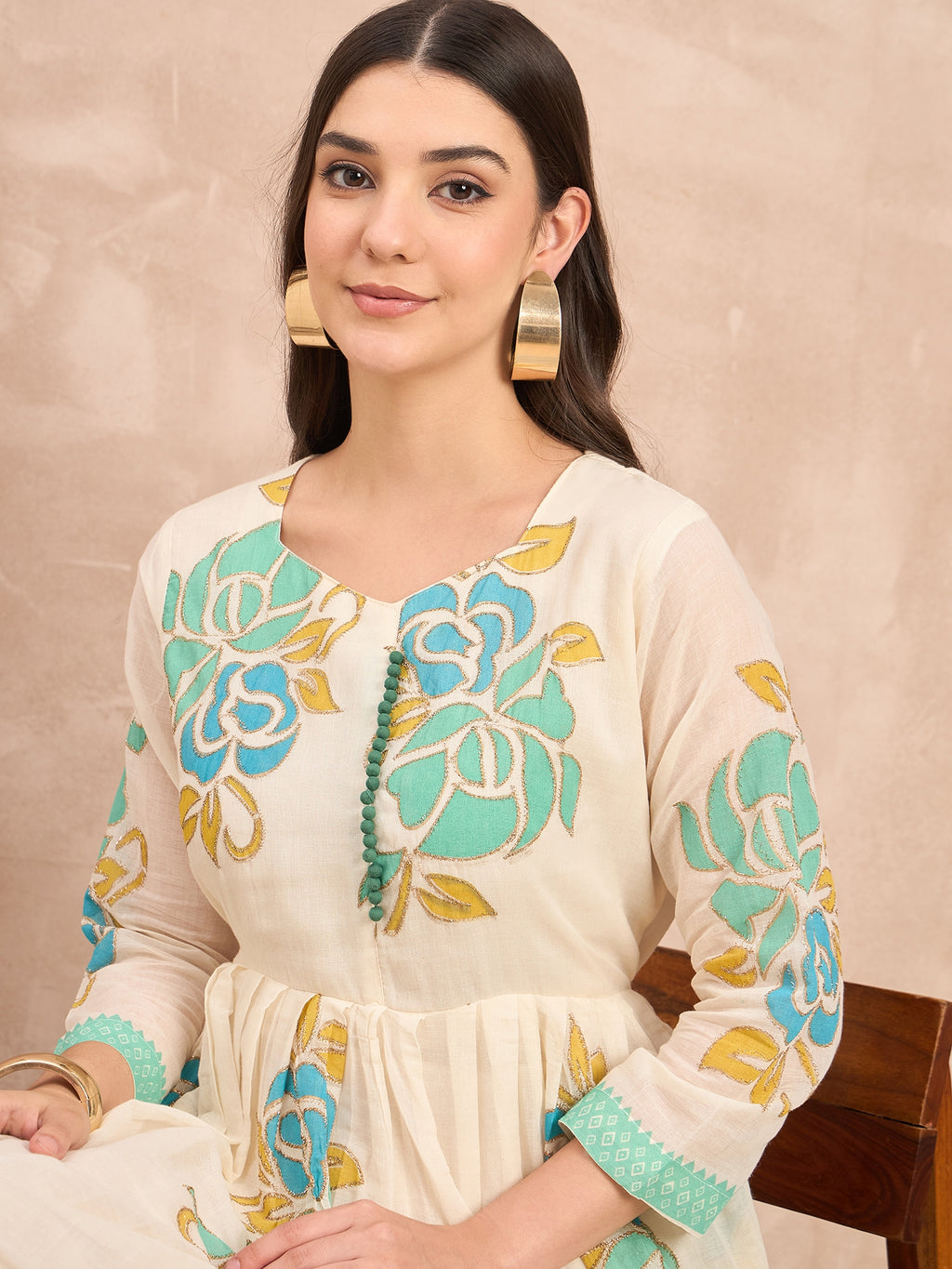 White Pure Cotton Emb Maxi Dress