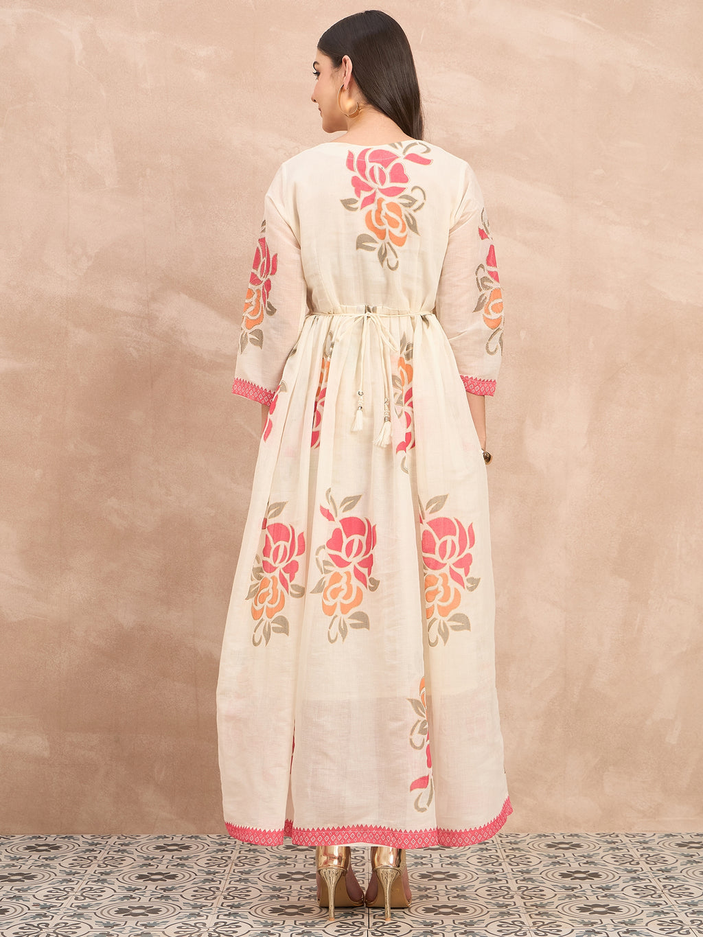 White Pure Cotton Emb Maxi Dress