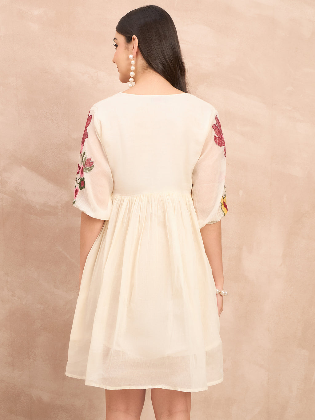 White Pure Cotton Emb Dress