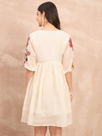 White Pure Cotton Emb Dress