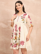 White Pure Cotton Emb Dress