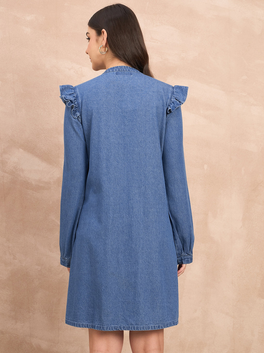 Denim light wash short dress