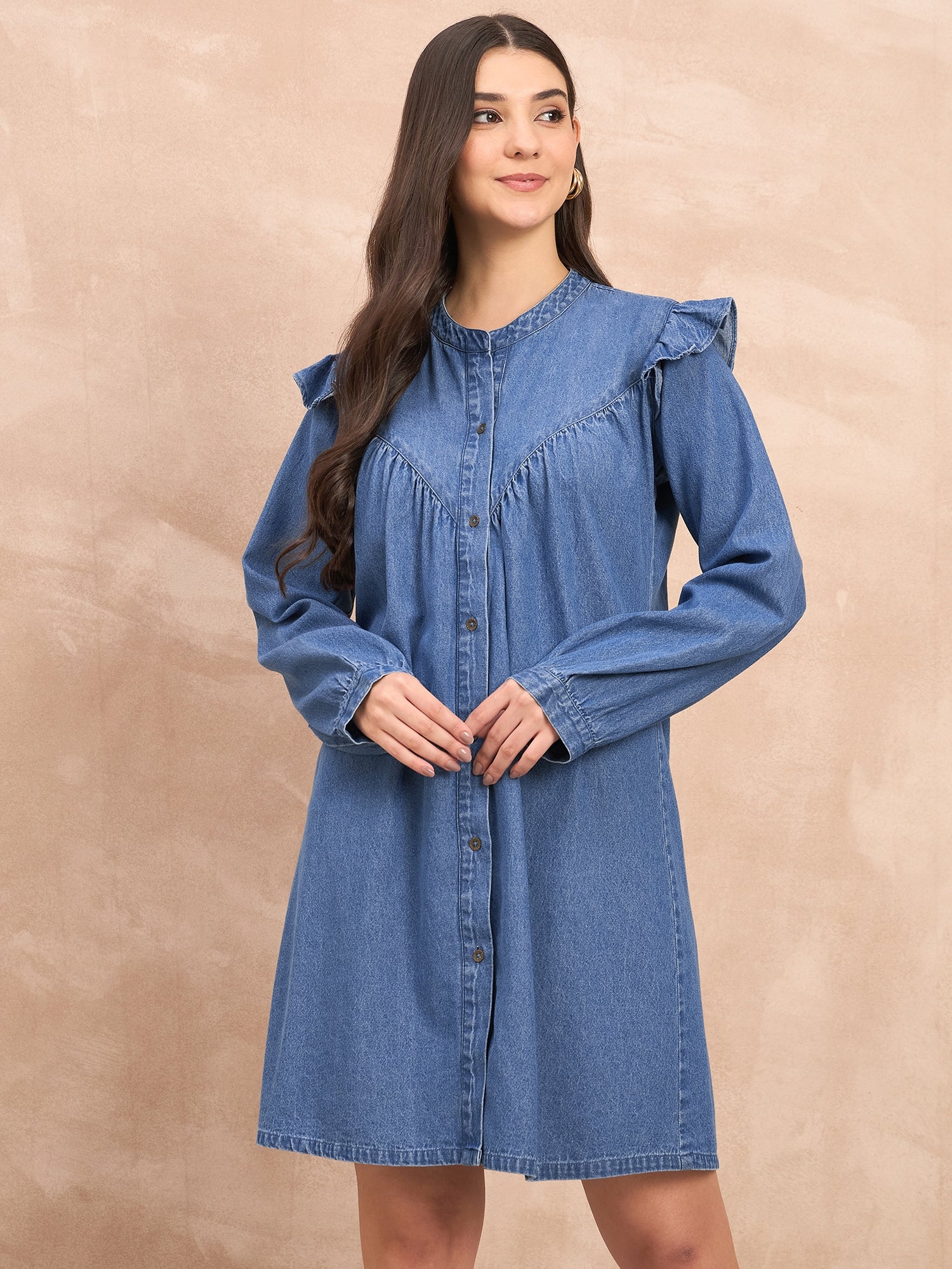 Denim light wash short dress