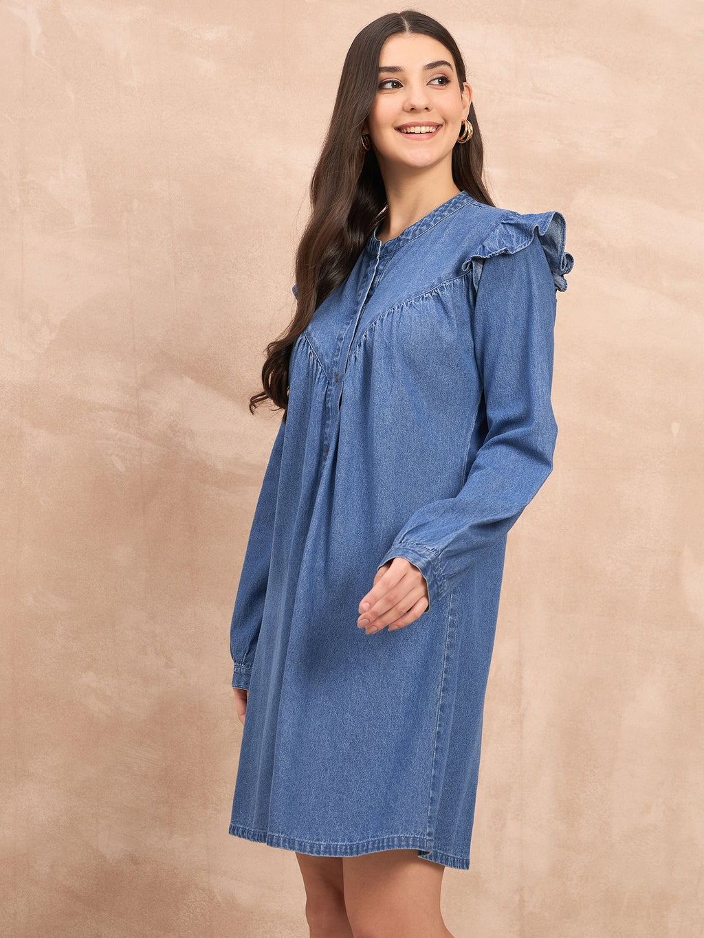 Denim light wash short dress
