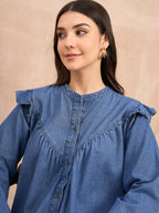 Denim light wash short dress