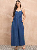 Denim Medium Wash Maxi Dress