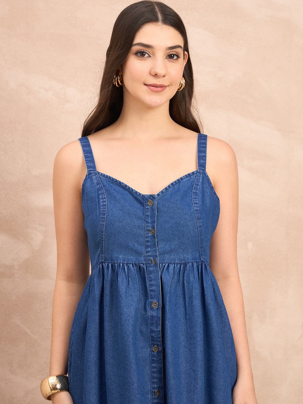 Denim Medium Wash Maxi Dress