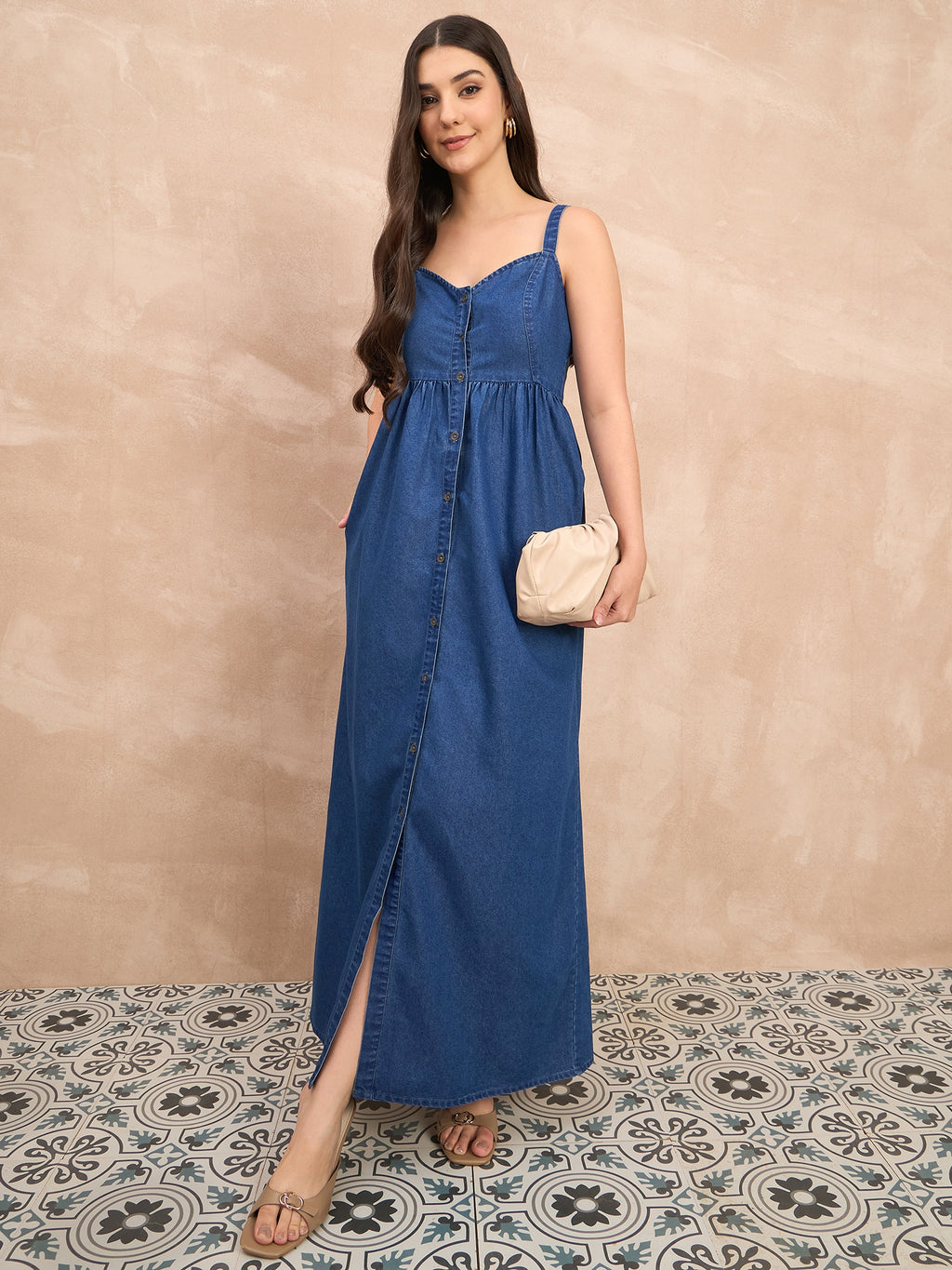 Denim Medium Wash Maxi Dress