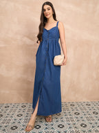 Denim Medium Wash Maxi Dress