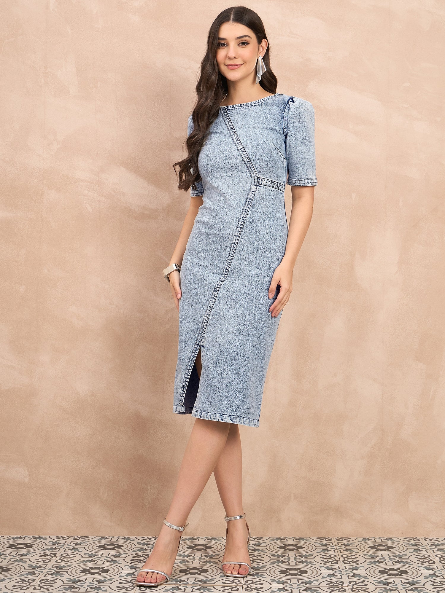 Denim Washed Bodycon Dress