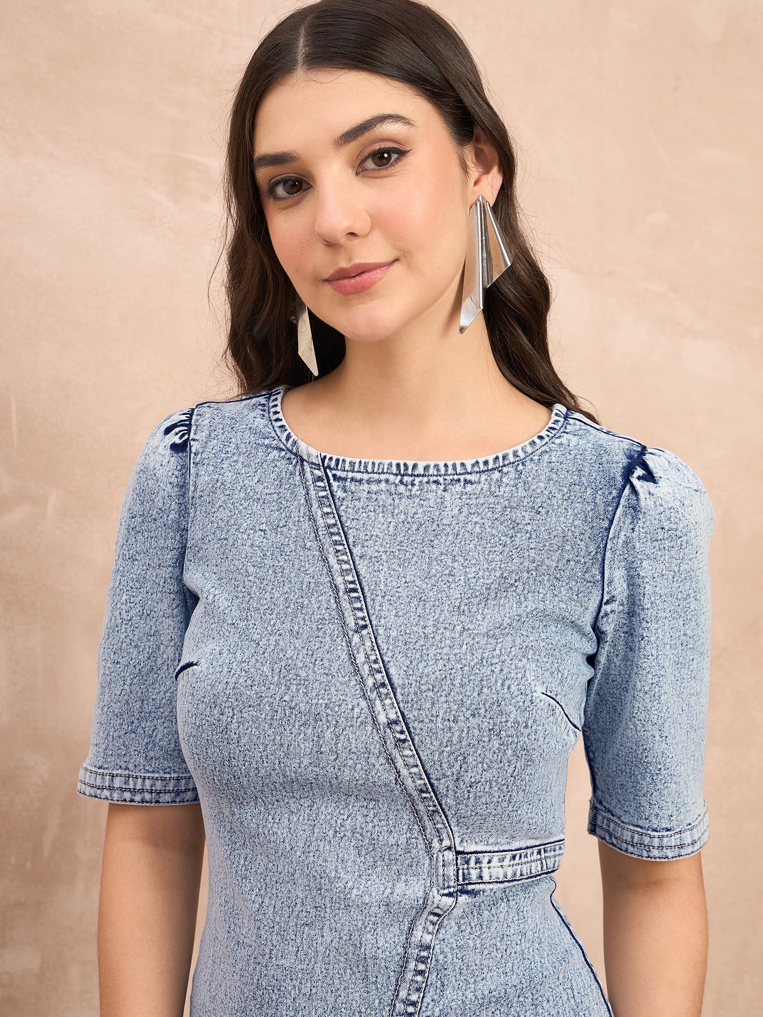 Denim Washed Bodycon Dress