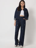 Blue Distressed Denim Jeans with Jacket Combo