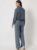 Blue Distressed Denim Jeans with Jacket Combo