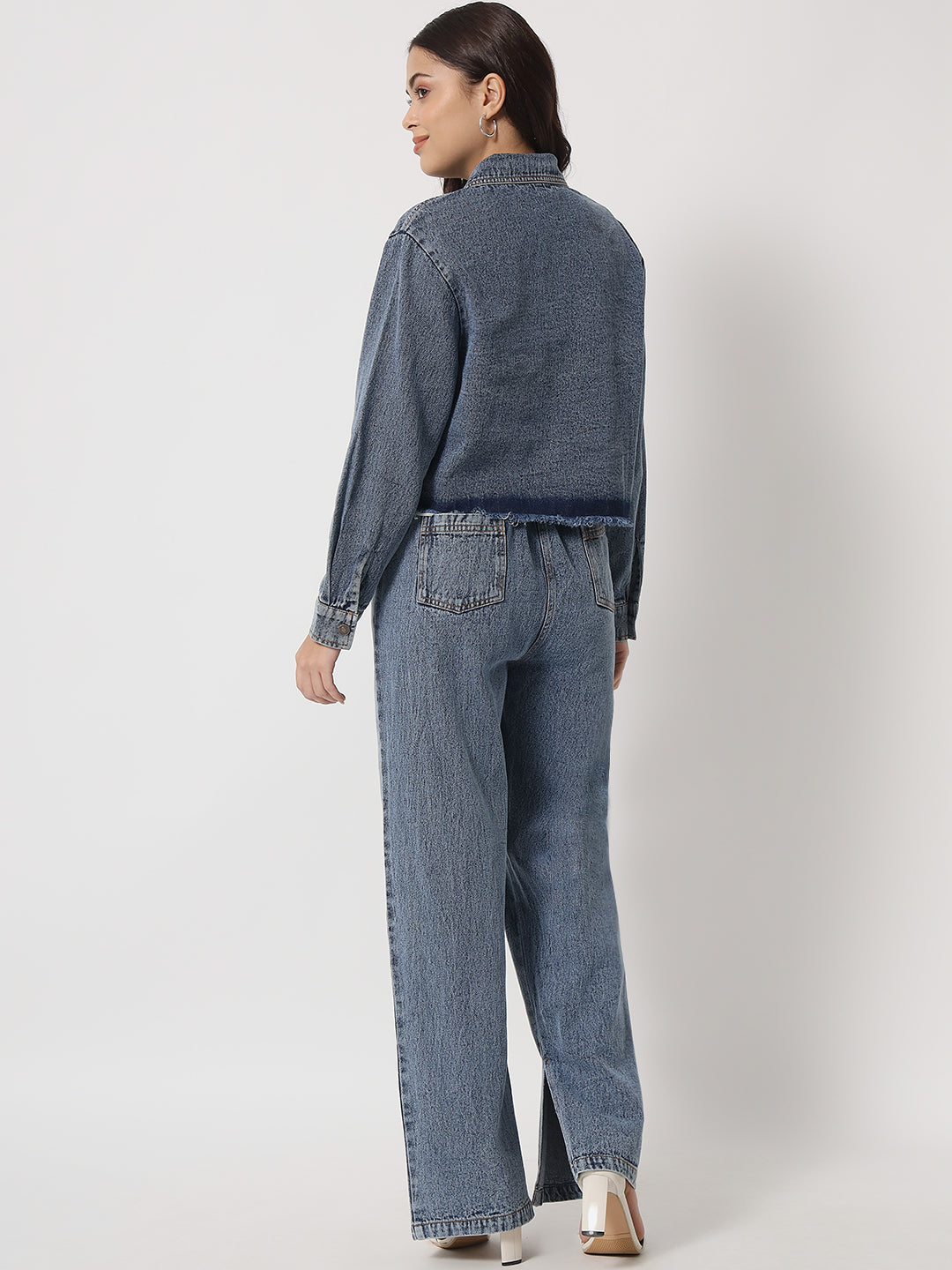 Blue Distressed Denim Jeans with Jacket Combo