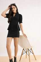 Denim Blouson Top