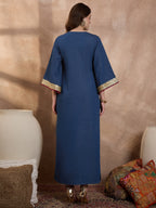 Denim V Nack Laxury Abaya Dress