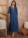 Denim V Nack Laxury Abaya Dress
