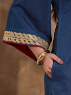 Denim V Nack Laxury Abaya Dress