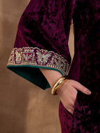 Purple V Neck Luxury Abaya Dress