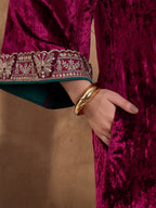 Maroon V Neck Luxury Abaya Dress