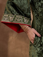 Green V Neck Luxury Abaya Dress