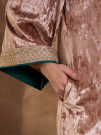 Pink  V Neck Luxury Abaya Dress