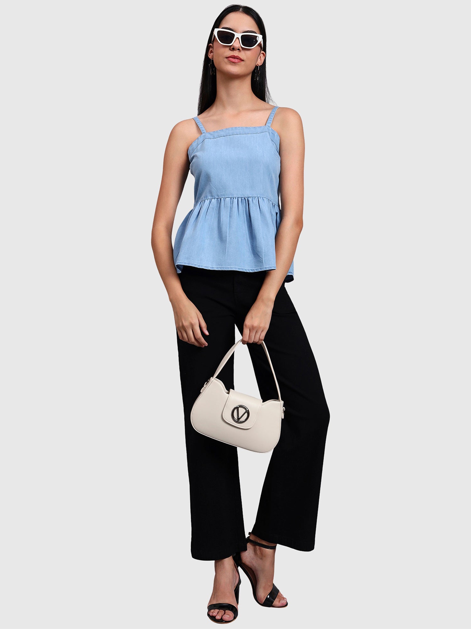 Denim Light Washed Spaghetti Top